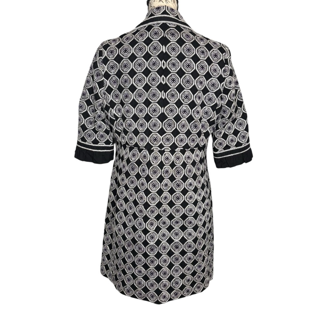 T Tahari calypso sweater jacket embroidered black white purple Geometric medium - Picture 3 of 8